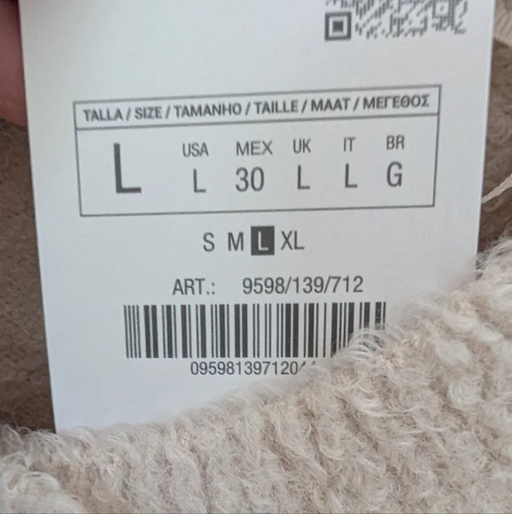 NWT Zara Crewneck Cardigan Scandi Girl Sweater In Ivory w/ Black Bows, Sz L - Picture 7 of 8